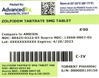 Label 3 (Zolpidem Tartrate 5mg 80425 0322 03)